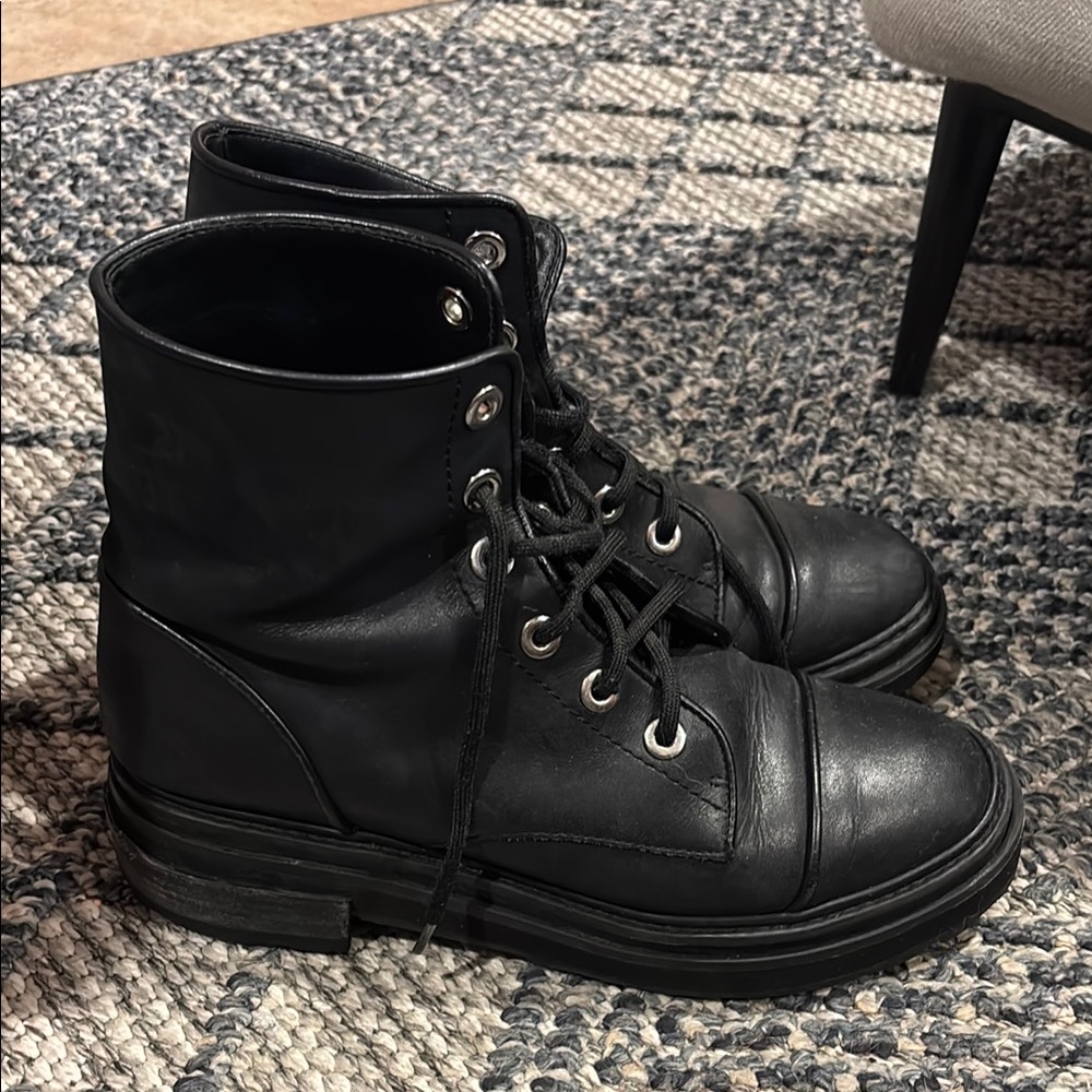 SCHUTZ Black Leather Combat Boots